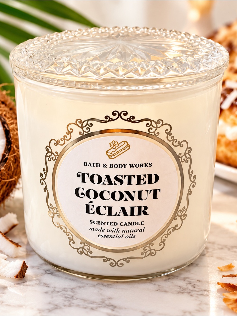 Bath & Body Works Toasted Coconut Eclair Candle 3 Wick Discontinued Rare